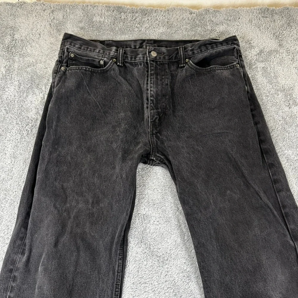 Levis 505 Regular Fit Straight Leg Jeans Faded Black Denim Mens 40x32